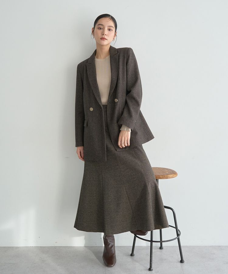 YECCA VECCA「袖釦クルーネックリブニット」|ニット・セーター|