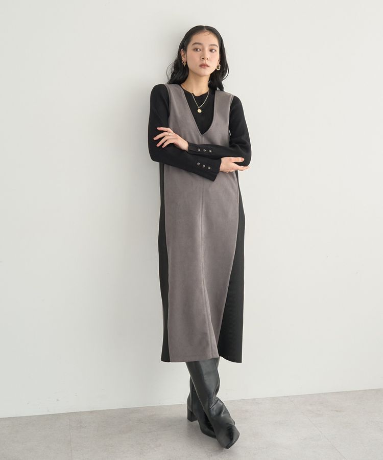 YECCA VECCA「袖釦クルーネックリブニット」|ニット・セーター|