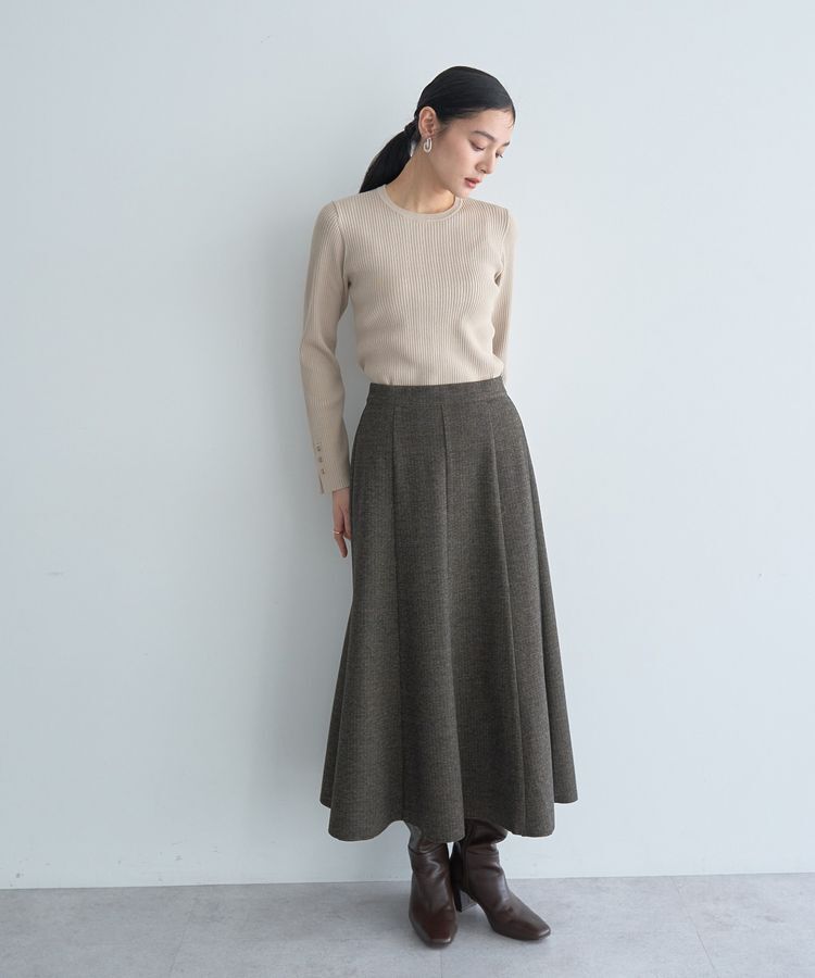 YECCA VECCA「袖釦クルーネックリブニット」|ニット・セーター|