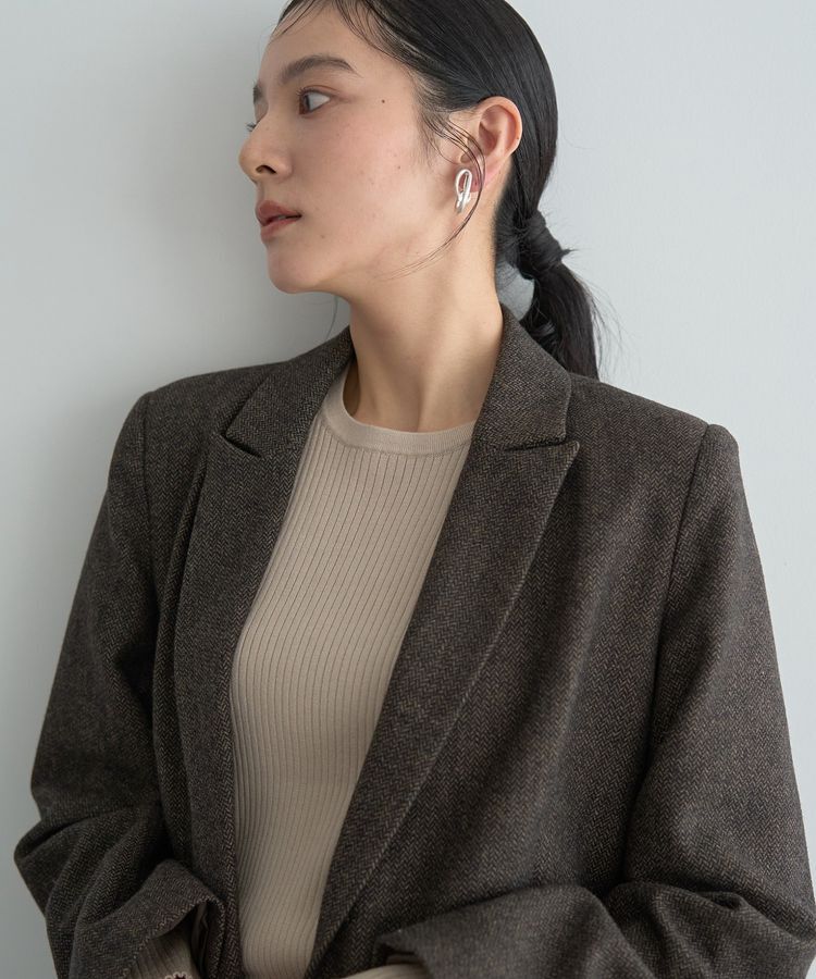 YECCA VECCA「袖釦クルーネックリブニット」|ニット・セーター|