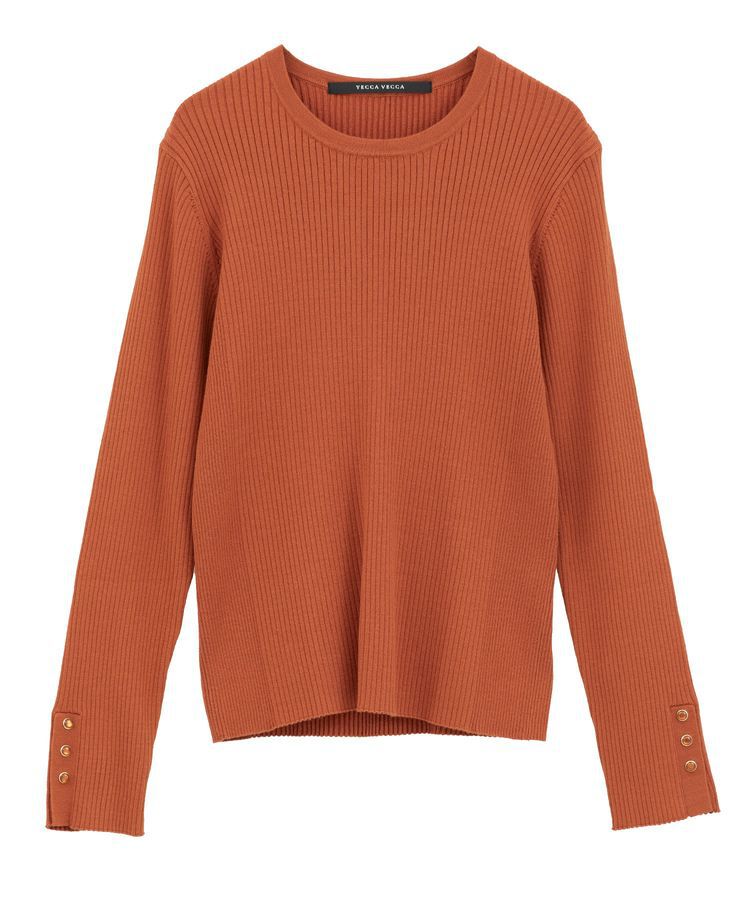 YECCA VECCA「袖釦クルーネックリブニット」|ニット・セーター|