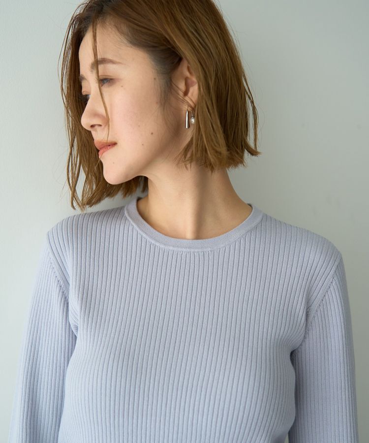 YECCA VECCA「袖釦クルーネックリブニット」|ニット・セーター|
