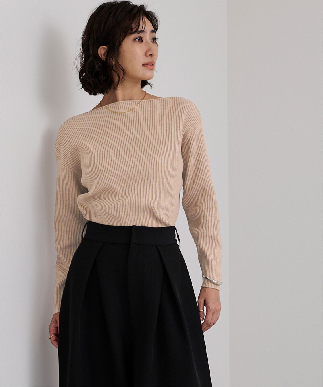 ur's「ボートネックドロップショルダーリブニット」|ニット・セーター|