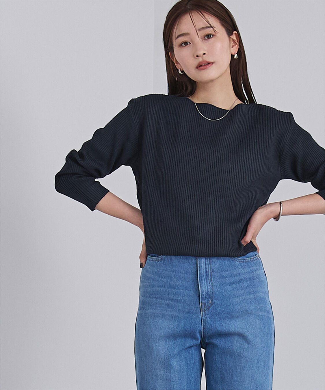 ur's「ボートネックドロップショルダーリブニット」|ニット・セーター|