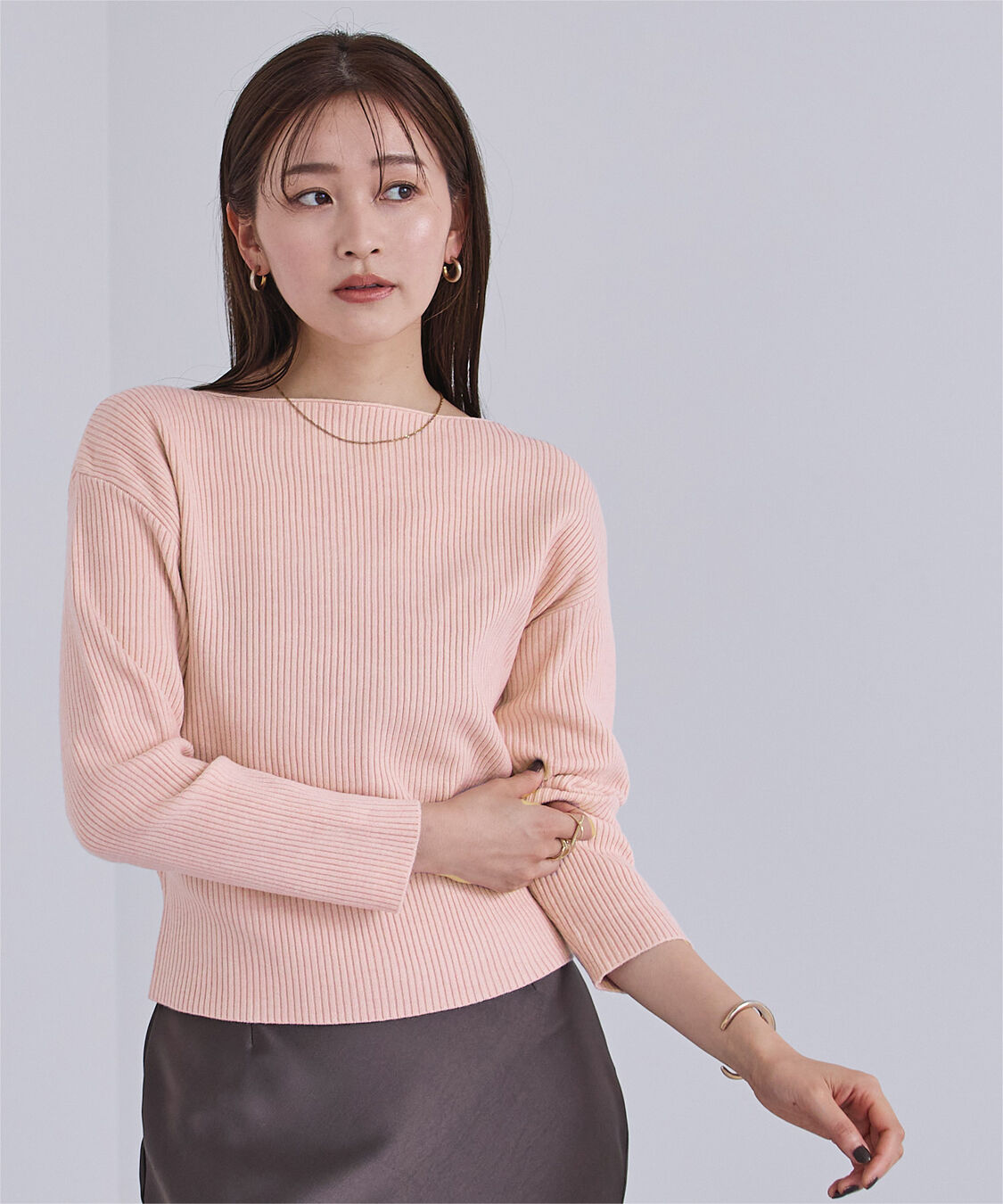 ur's「ボートネックドロップショルダーリブニット」|ニット・セーター|