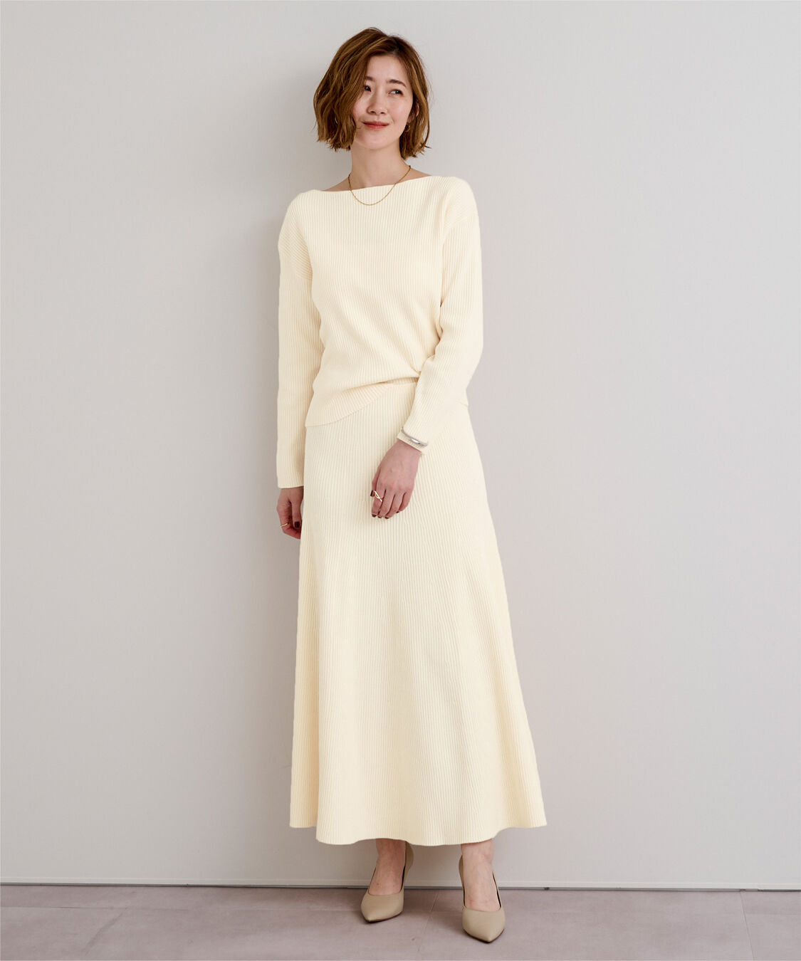 ur's「ボートネックドロップショルダーリブニット」|ニット・セーター|