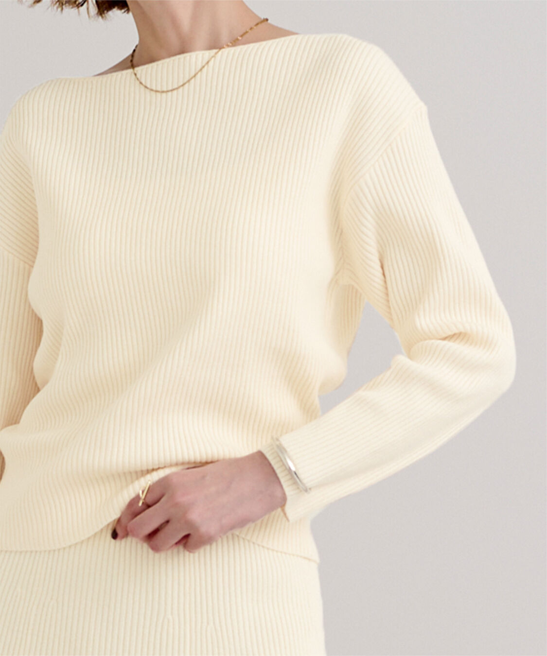 ur's「ボートネックドロップショルダーリブニット」|ニット・セーター|