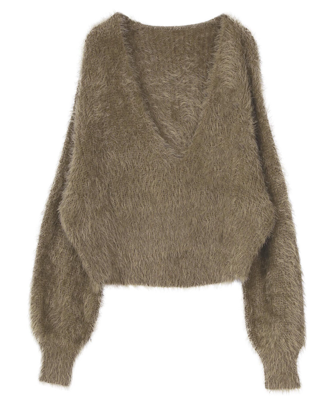 titivate「【田中亜希子さんコラボアイテム】深Vネックショートシャギーニット」|ニット・セーター|