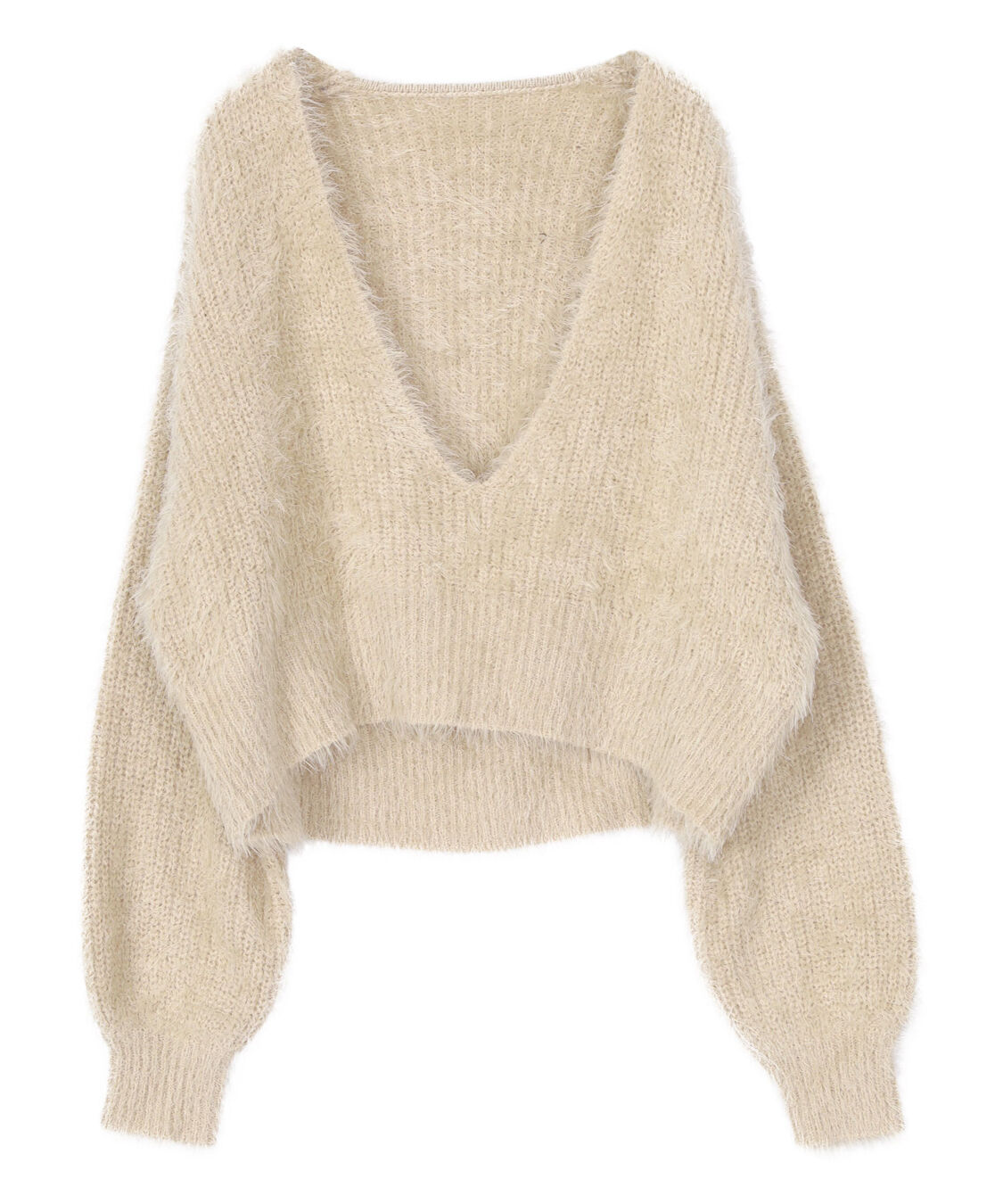 titivate「【田中亜希子さんコラボアイテム】深Vネックショートシャギーニット」|ニット・セーター|