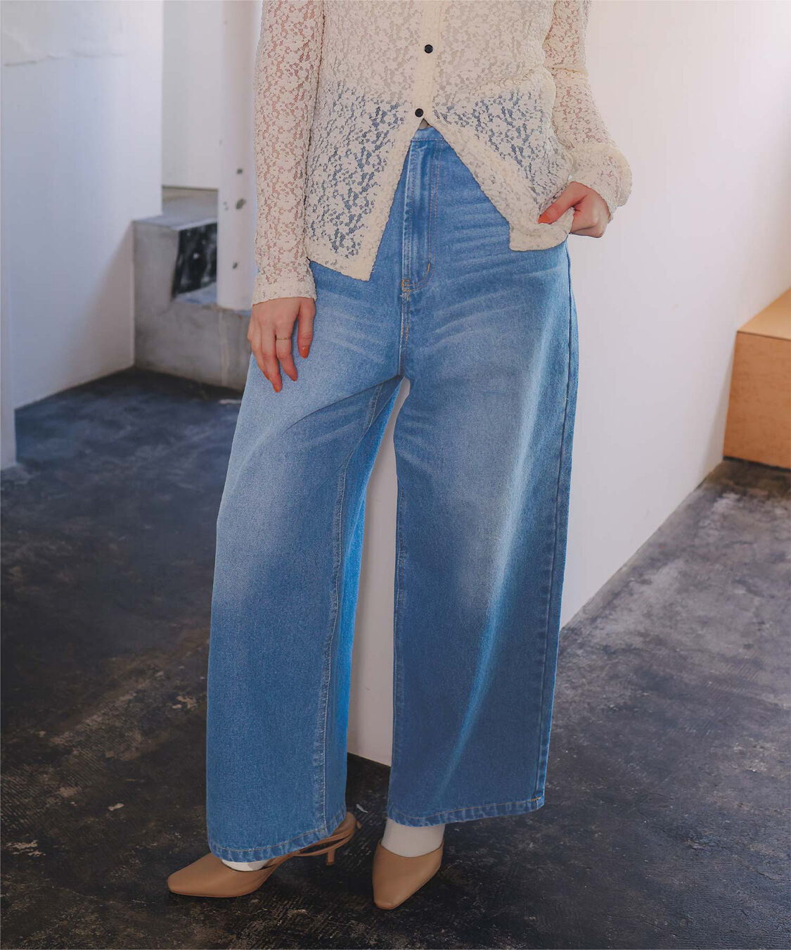 titivate「ワイドルーズデニムパンツ」|デニム|