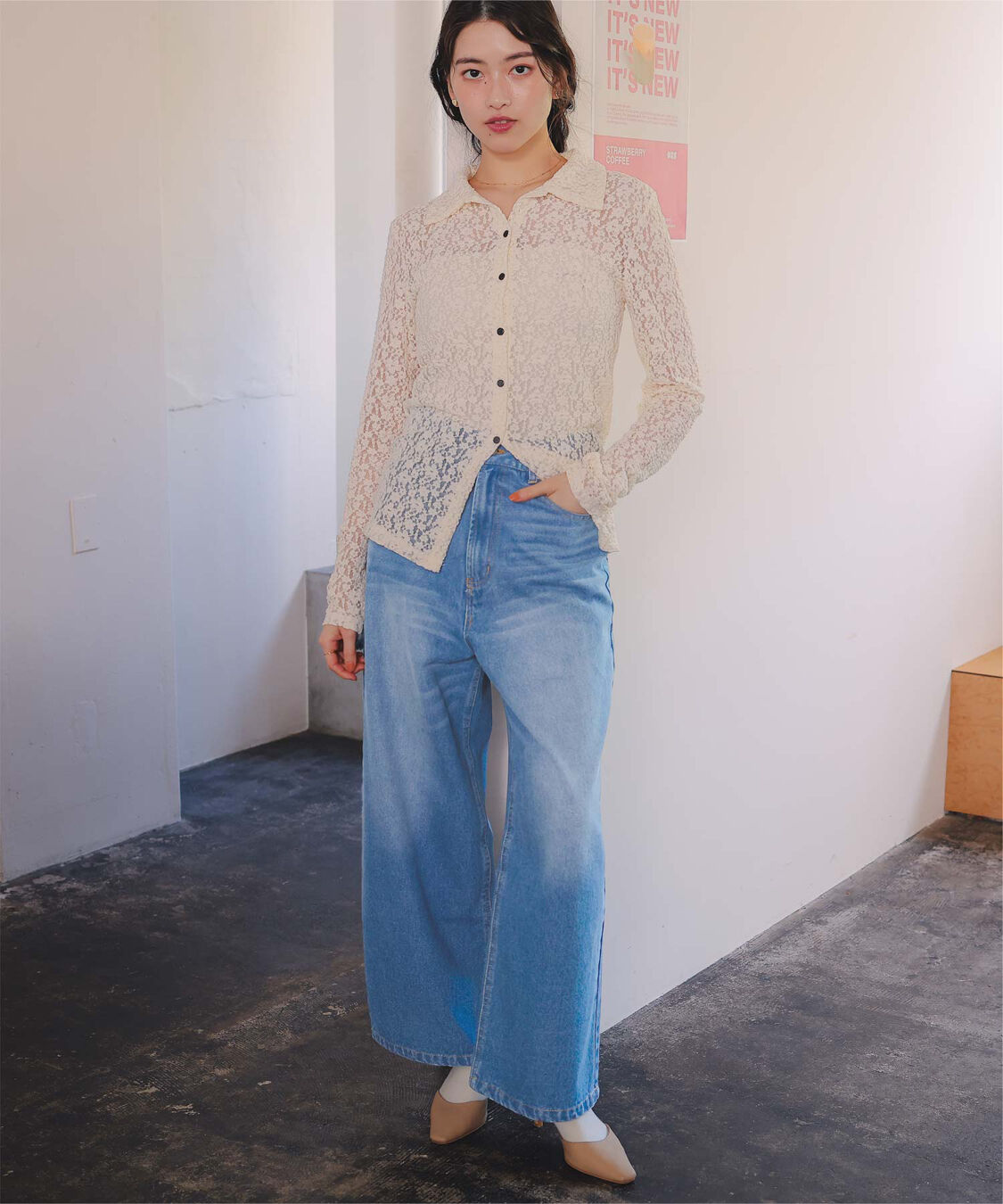 titivate「ワイドルーズデニムパンツ」|デニム|