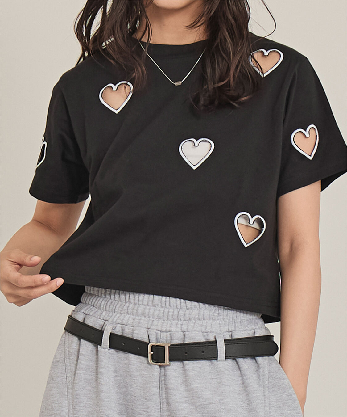 miette「ハートカットTシャツ」|Tシャツ・カットソー|ブラック