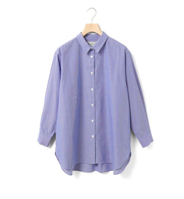 MidiUmi「MidiUmi パターンワイドロングシャツ」|シャツ・ブラウス|ネイビーチェック