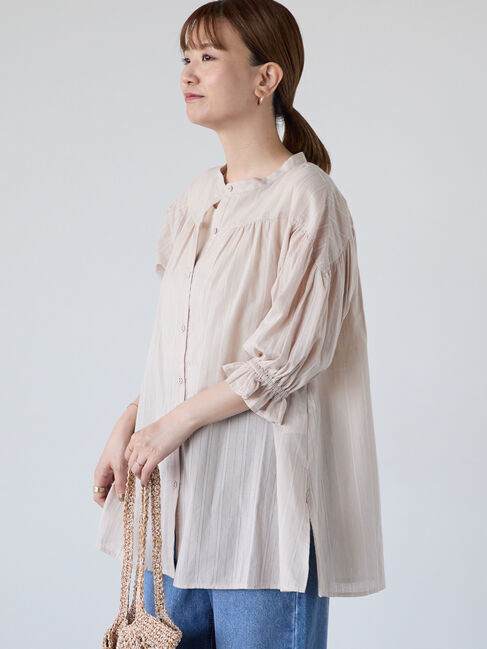 Lugnoncure「カラミストライプギャザーブラウス」|シャツ・ブラウス|