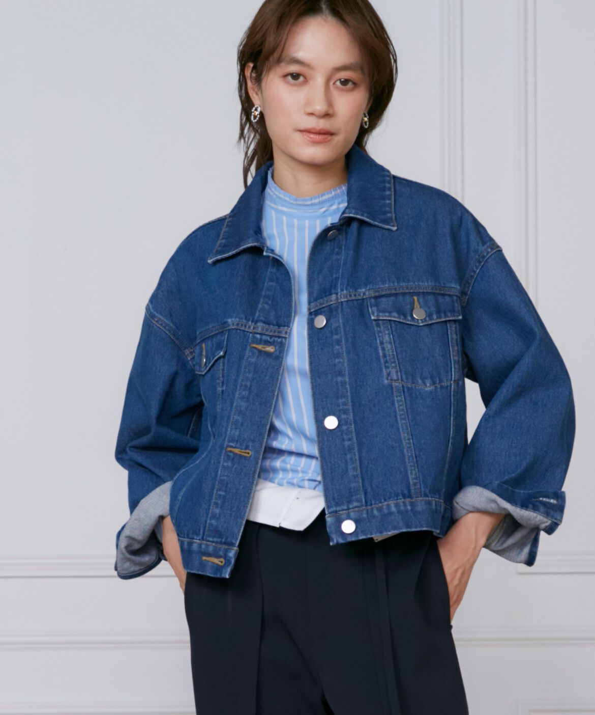 INED「《大きいサイズ》デニムジャケット」|デニムジャケット|インディゴ9