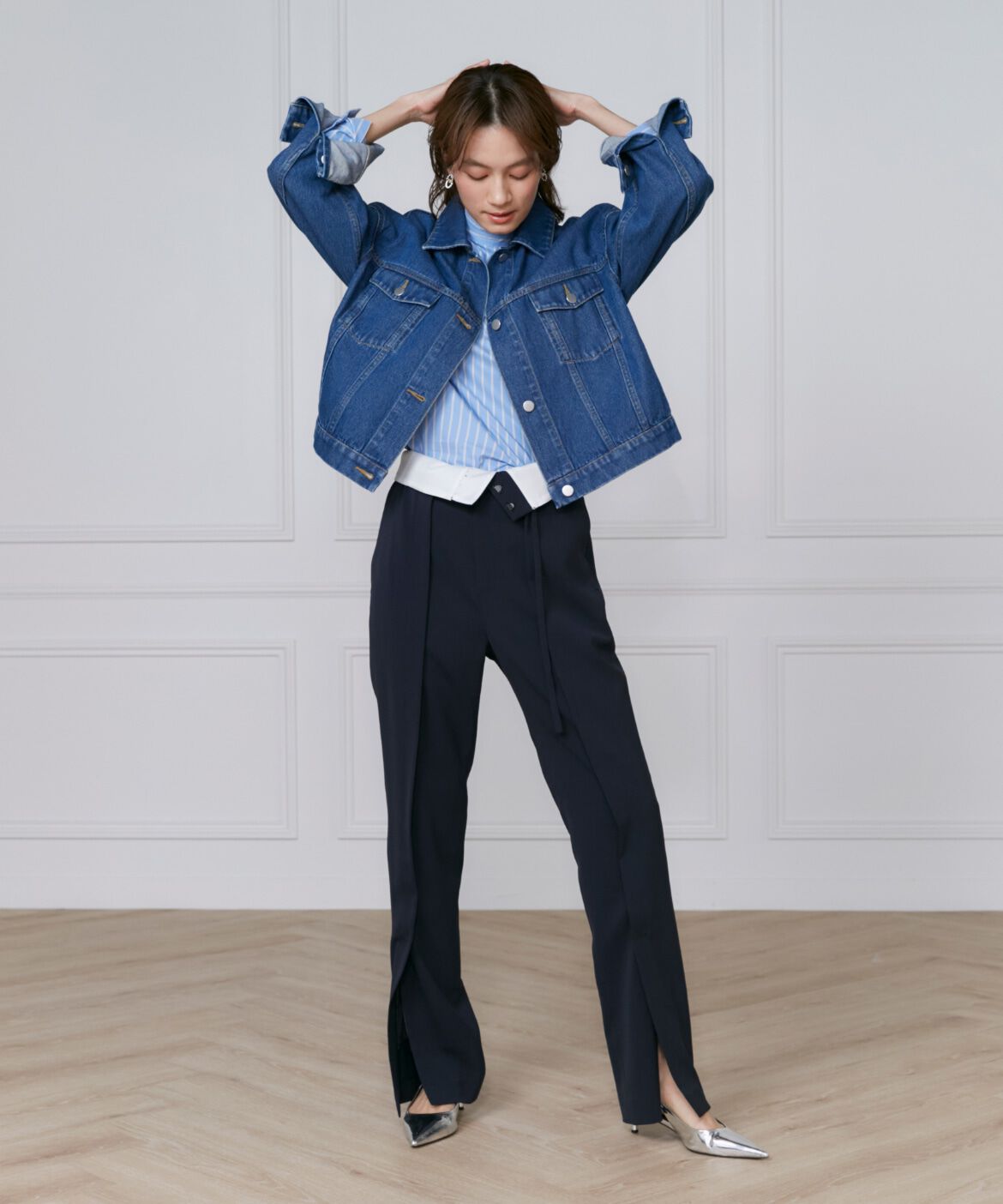 INED「《大きいサイズ》デニムジャケット」|デニムジャケット|