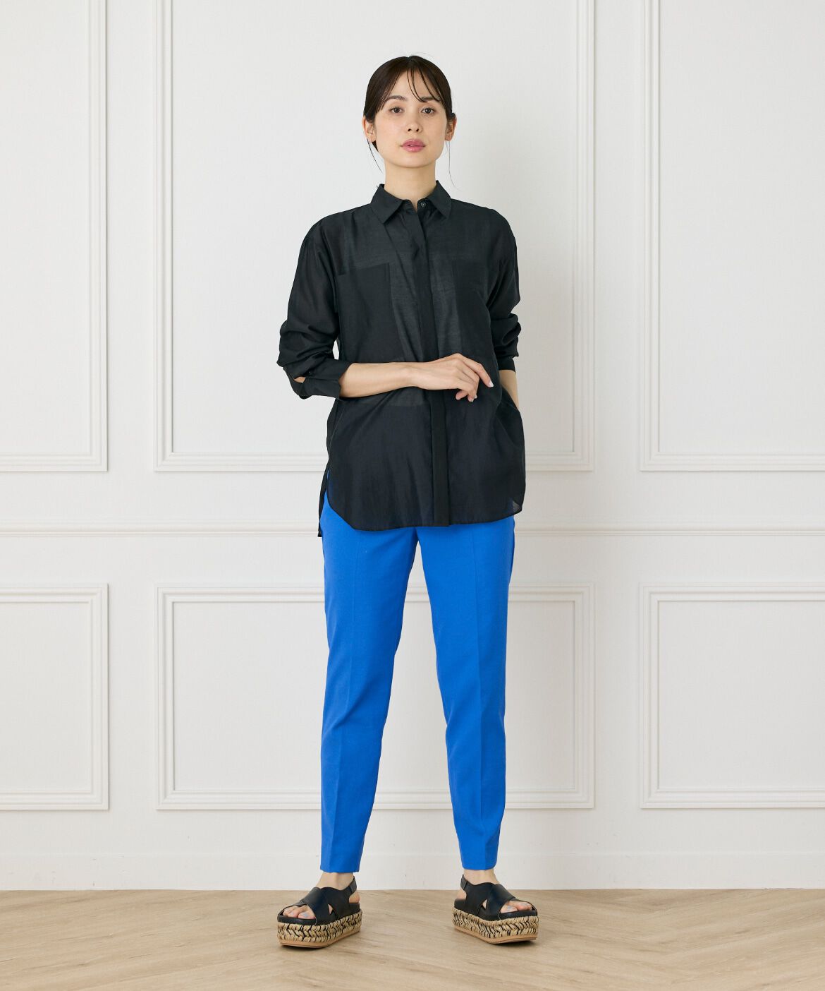 INED「《大きいサイズ》《WEB限定カラー》オーガンジーシアーシャツ」|シャツ・ブラウス|