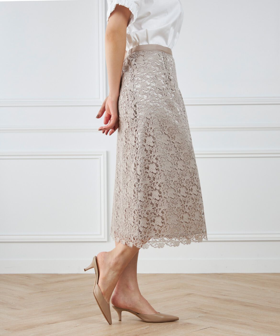 7-IDconcept.「レースセミタイトスカート」|タイト|