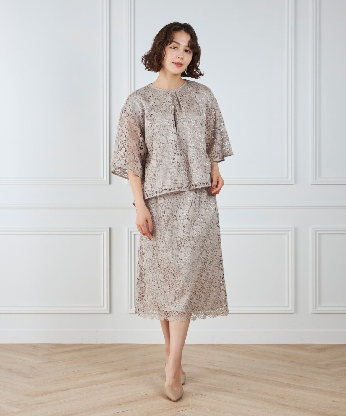 7-IDconcept.「レースセミタイトスカート」|タイト|