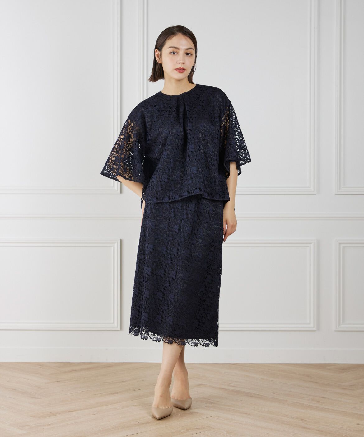 7-IDconcept.「レースセミタイトスカート」|タイト|