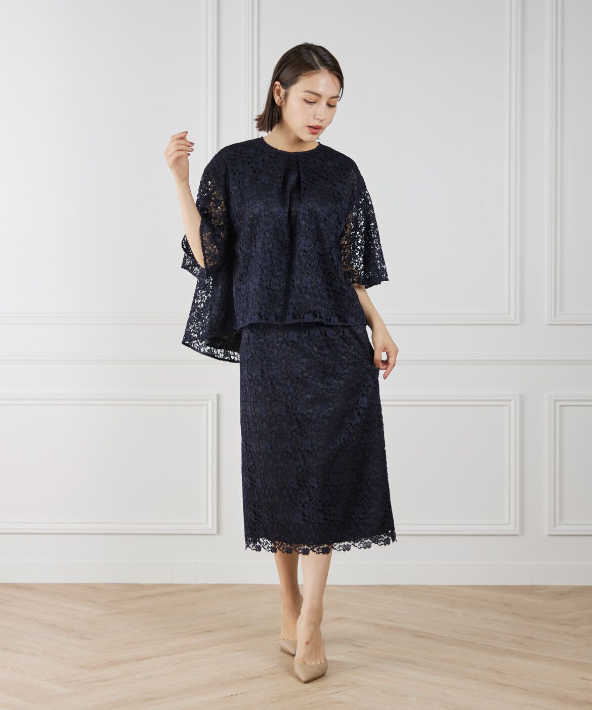 7-IDconcept.「レースセミタイトスカート」|タイト|