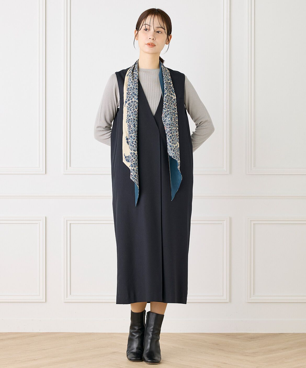 INED「《大きいサイズ》ホールガーメントクルーネックリブニット《Cuoo》」|ニット・セーター|