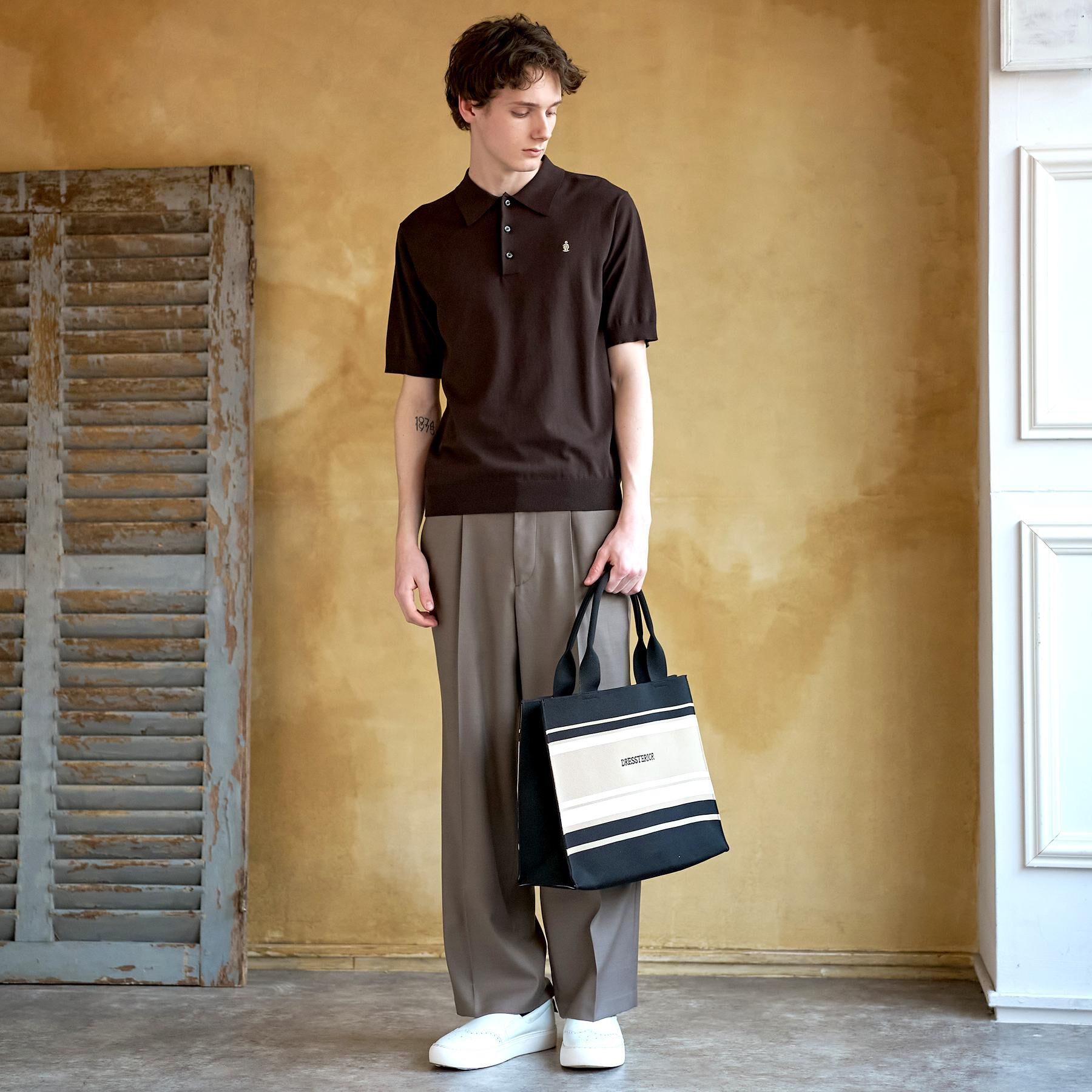 DRESSTERIOR「コットンシルク混 ニットポロシャツ」|ニット・セーター|