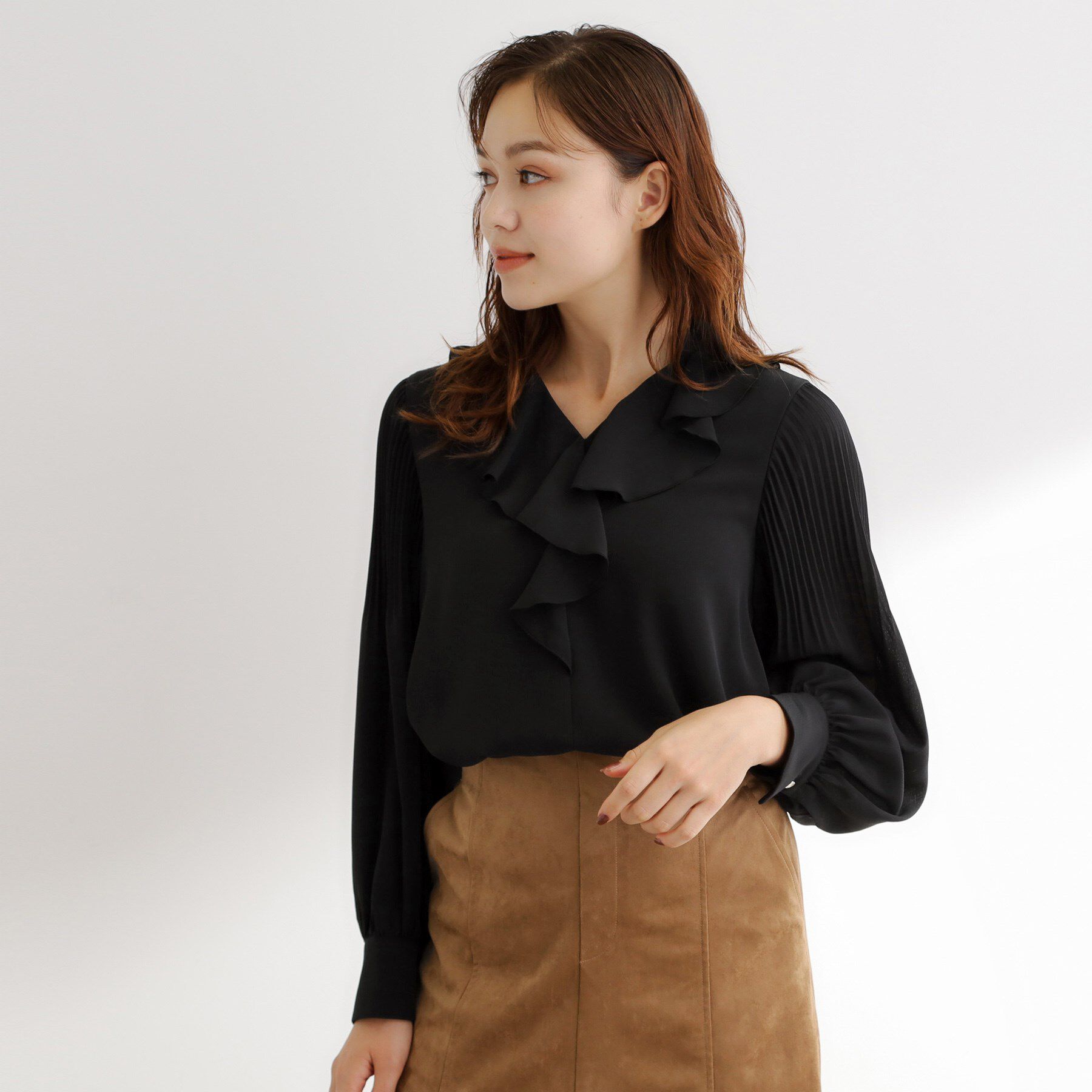 grove「袖プリーツフロントフリルブラウス」|シャツ・ブラウス|