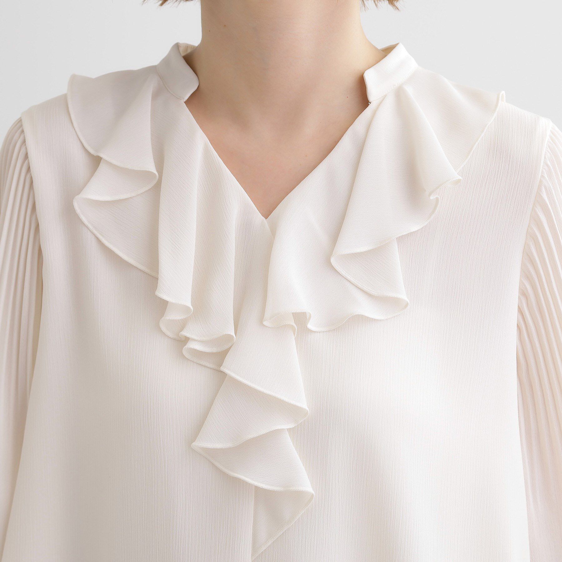 grove「袖プリーツフロントフリルブラウス」|シャツ・ブラウス|