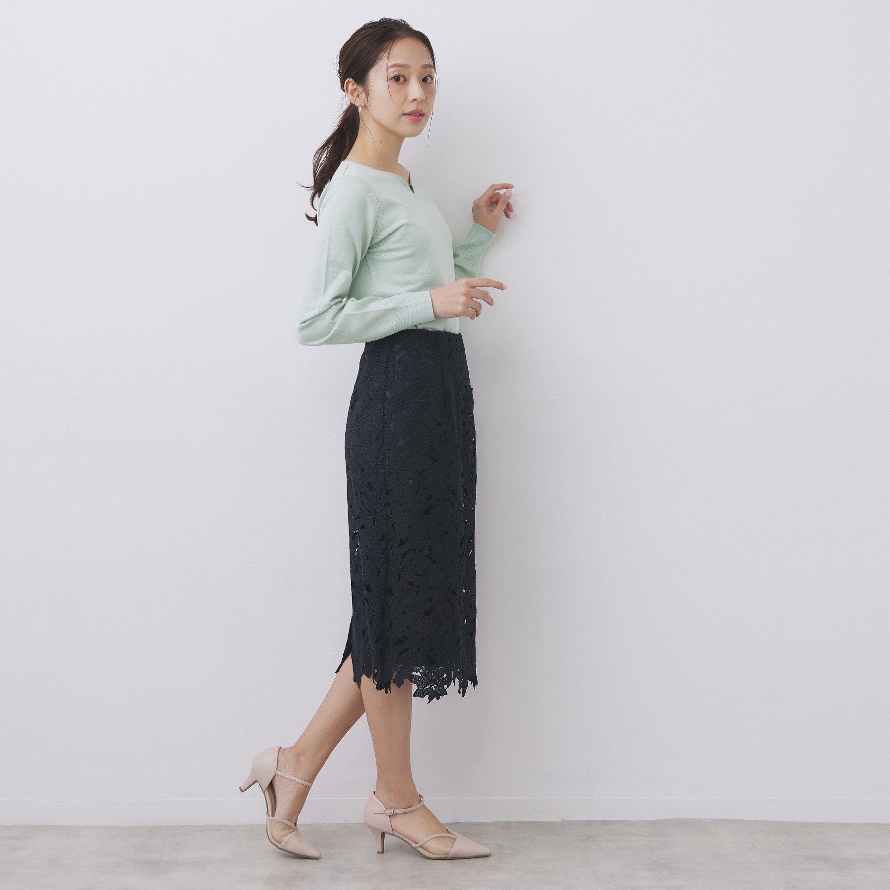 index「フラワーレースタイトスカート【洗濯機OK】」|スカート|