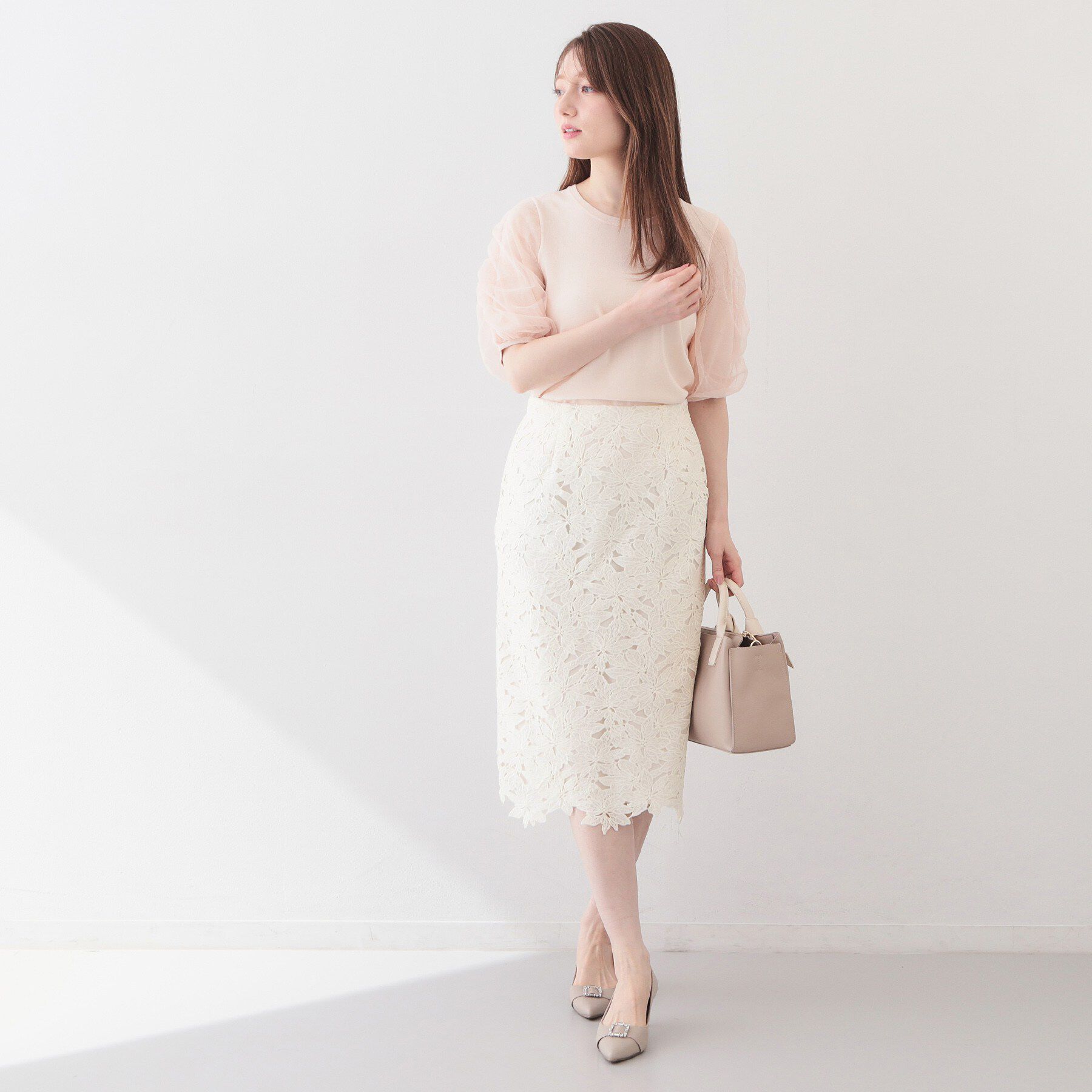 index「フラワーレースタイトスカート【洗濯機OK】」|スカート|