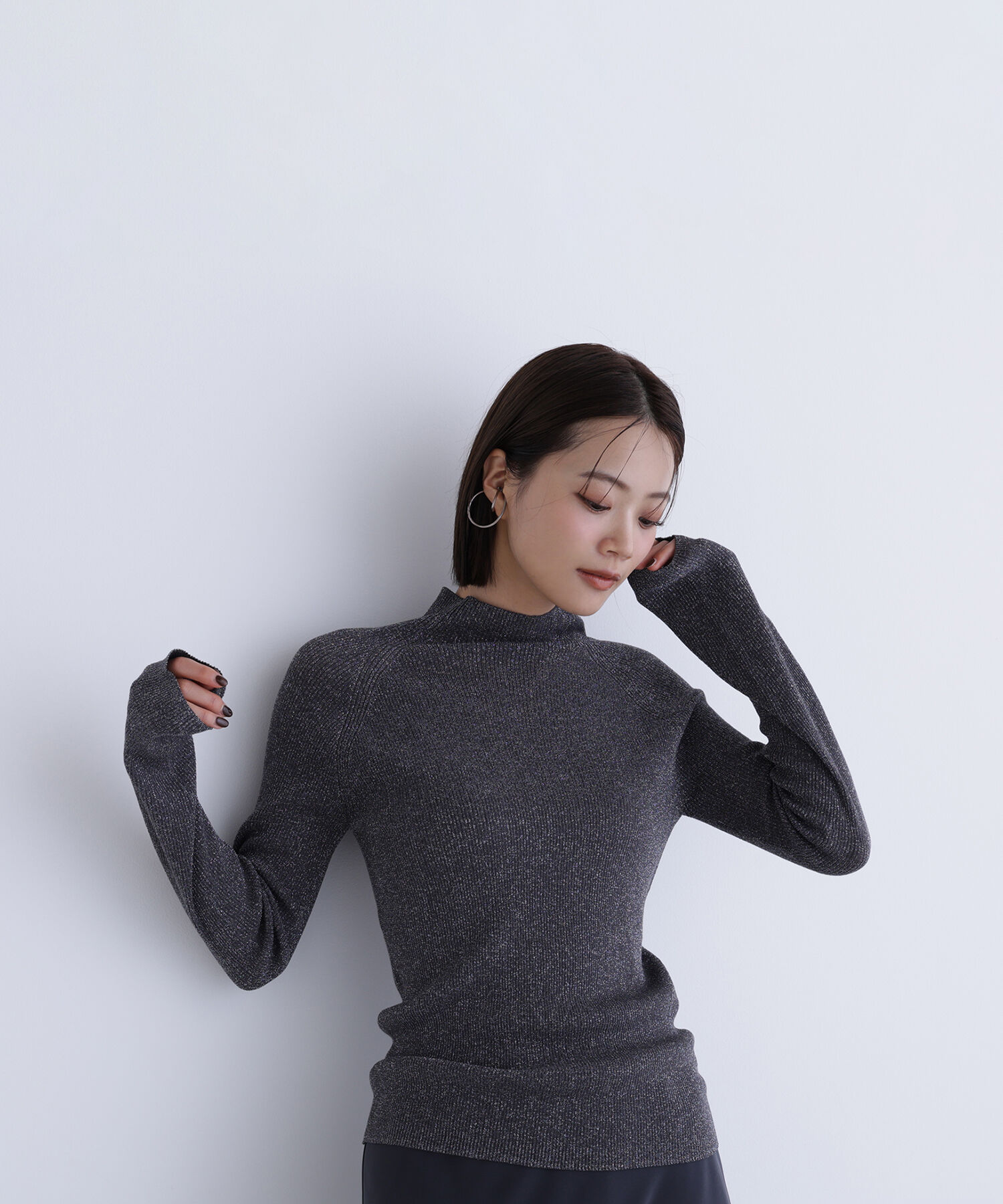  「ハイネックラメリブニット」|ニット・セーター|