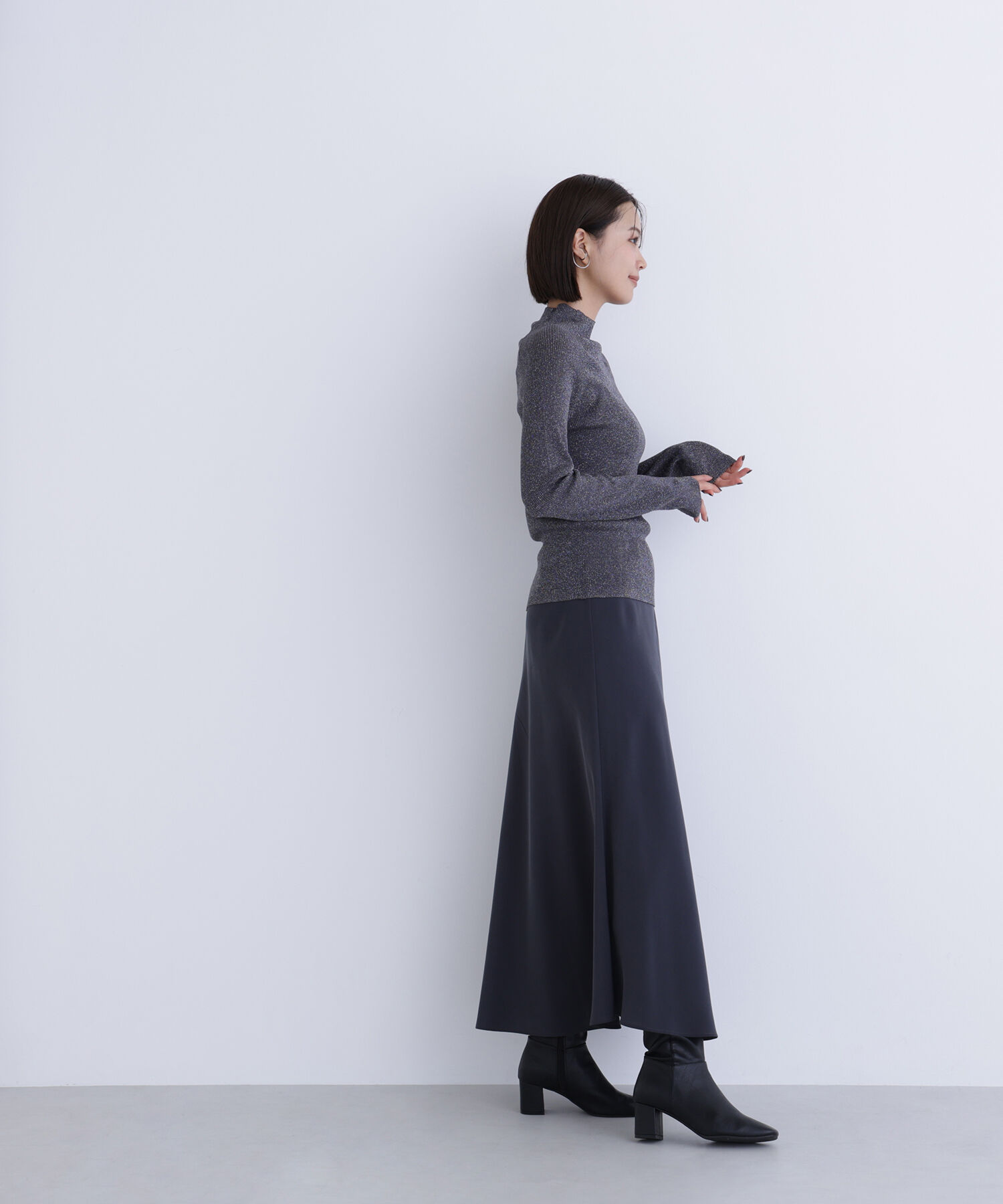  「ハイネックラメリブニット」|ニット・セーター|