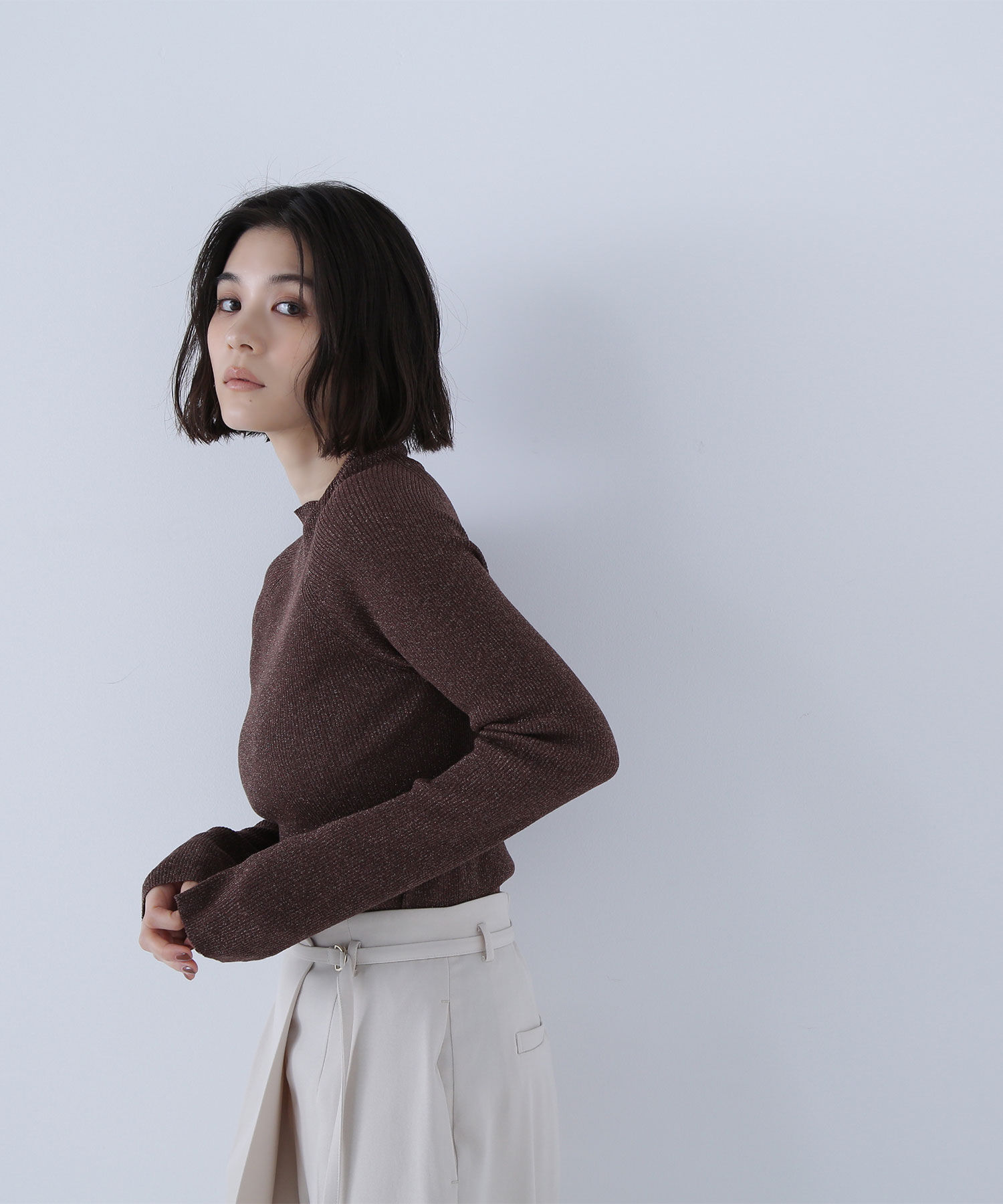  「ハイネックラメリブニット」|ニット・セーター|