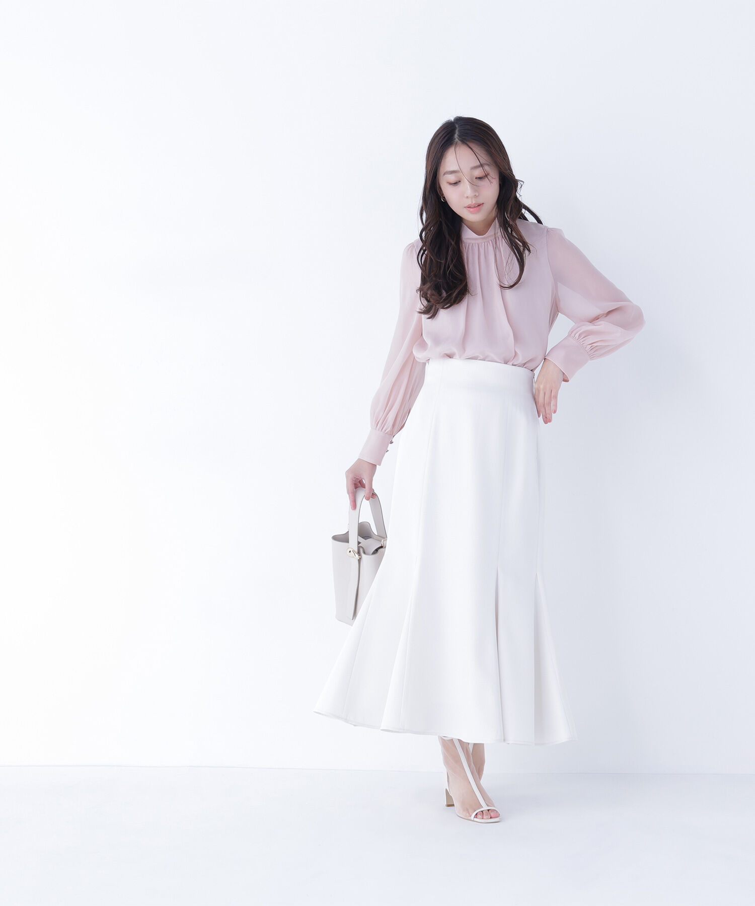  「ハイネックボリュームシアーブラウス」|シャツ・ブラウス|