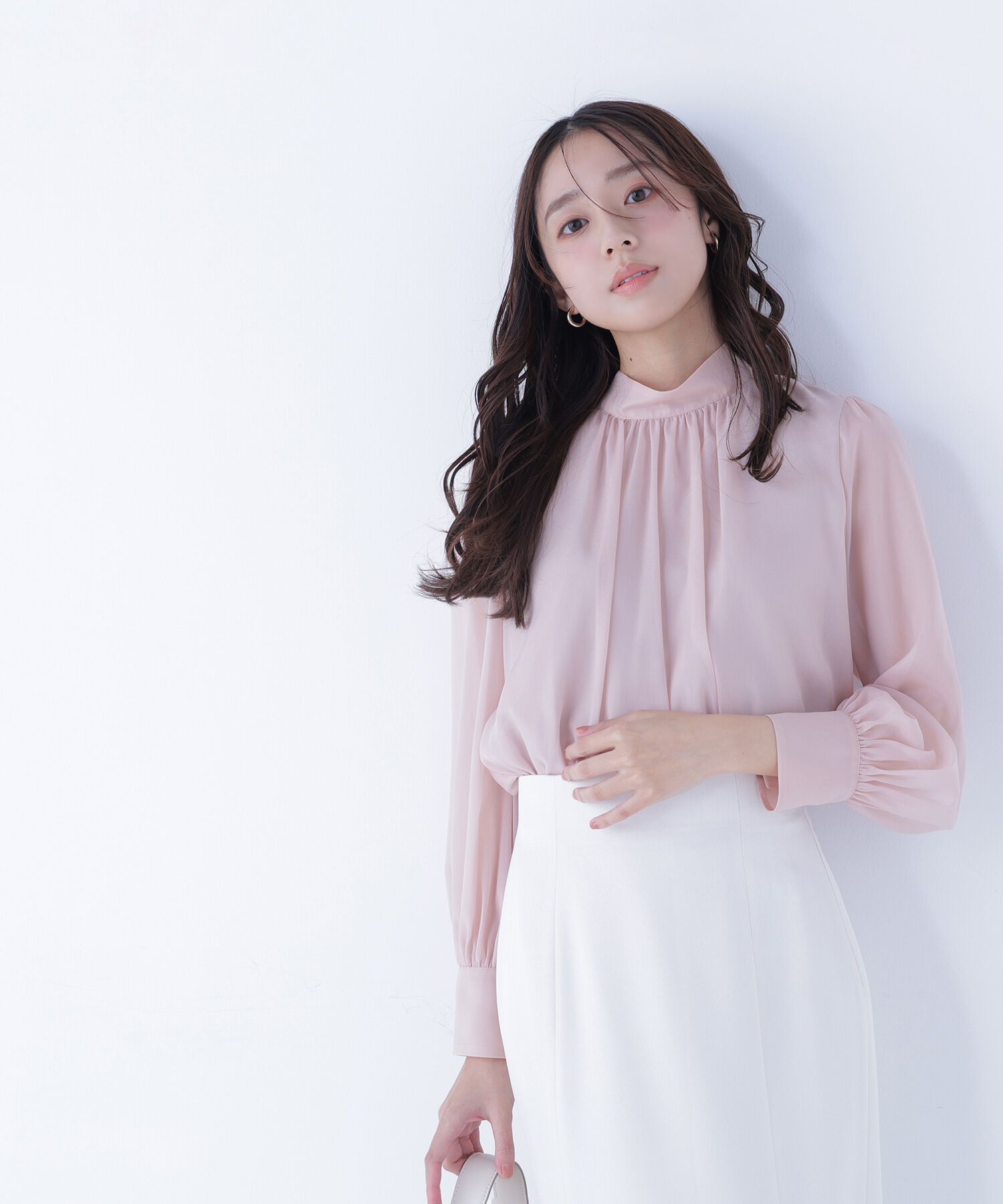  「ハイネックボリュームシアーブラウス」|シャツ・ブラウス|