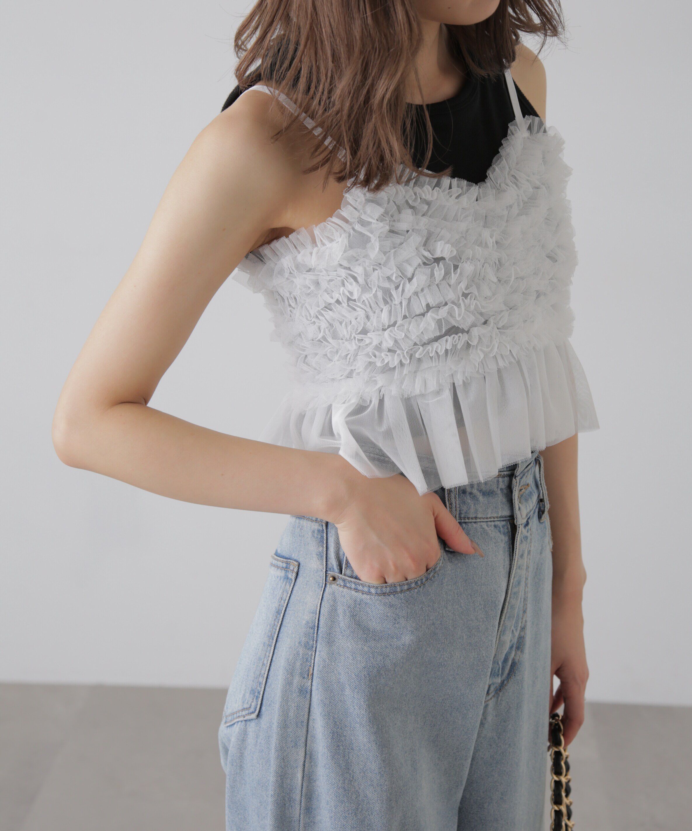  「チュールフリルペプラムビスチェ」|シャツ・ブラウス|