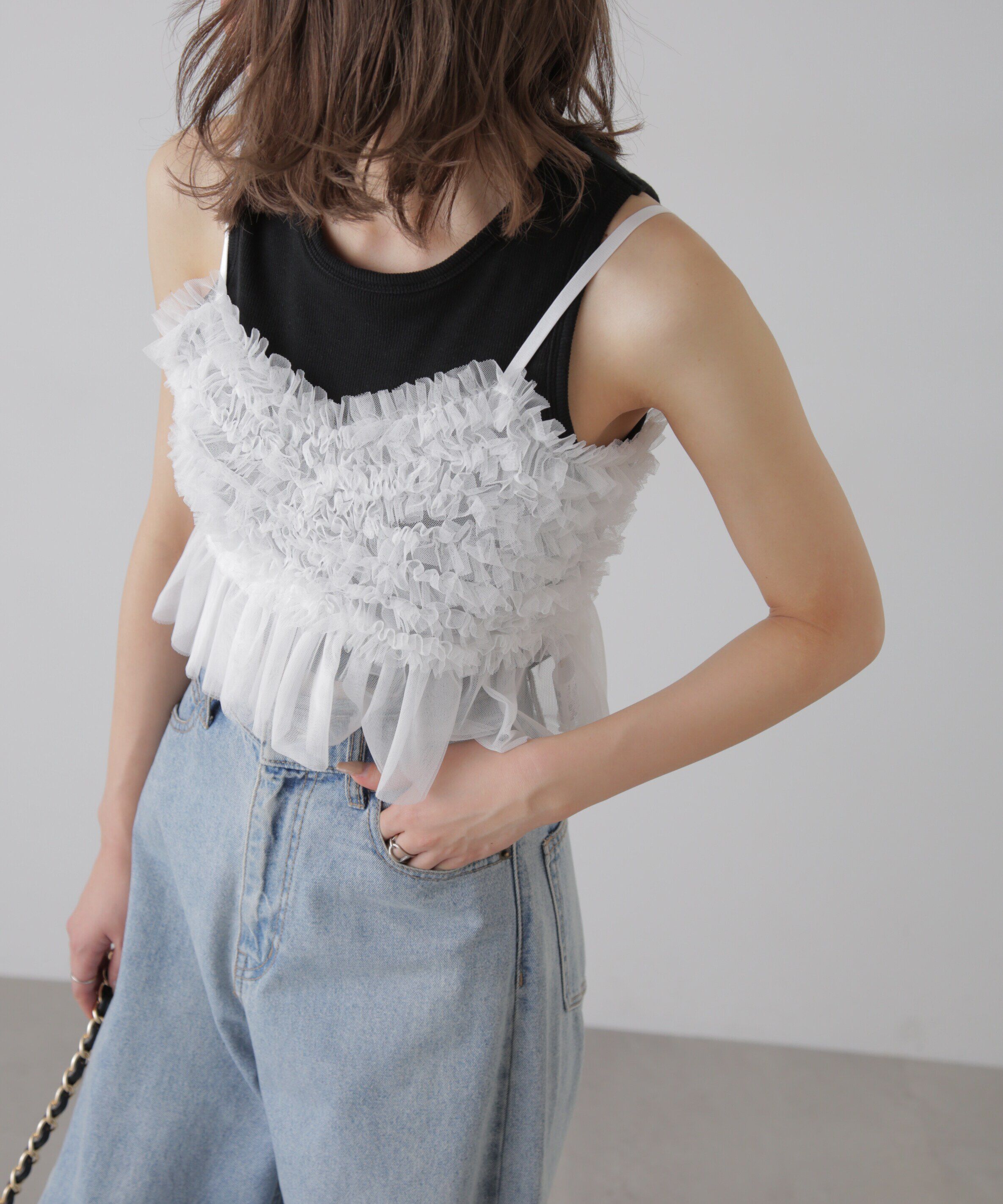  「チュールフリルペプラムビスチェ」|シャツ・ブラウス|