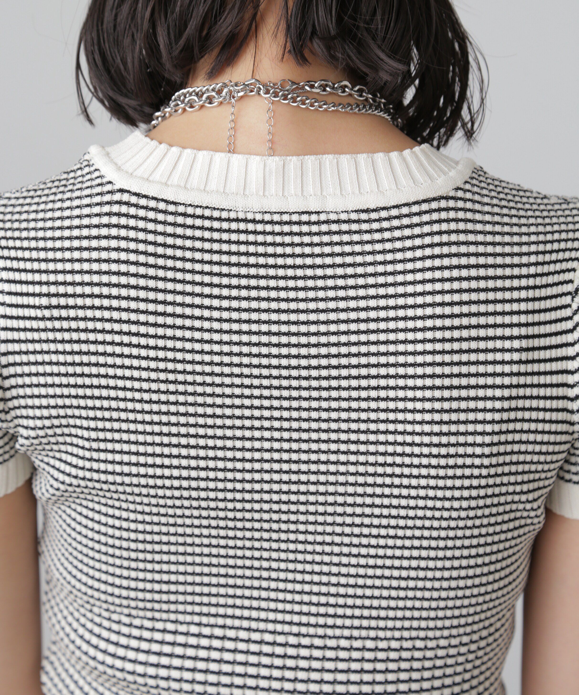  「ショート丈クルーネックリブニット」|ニット・セーター|