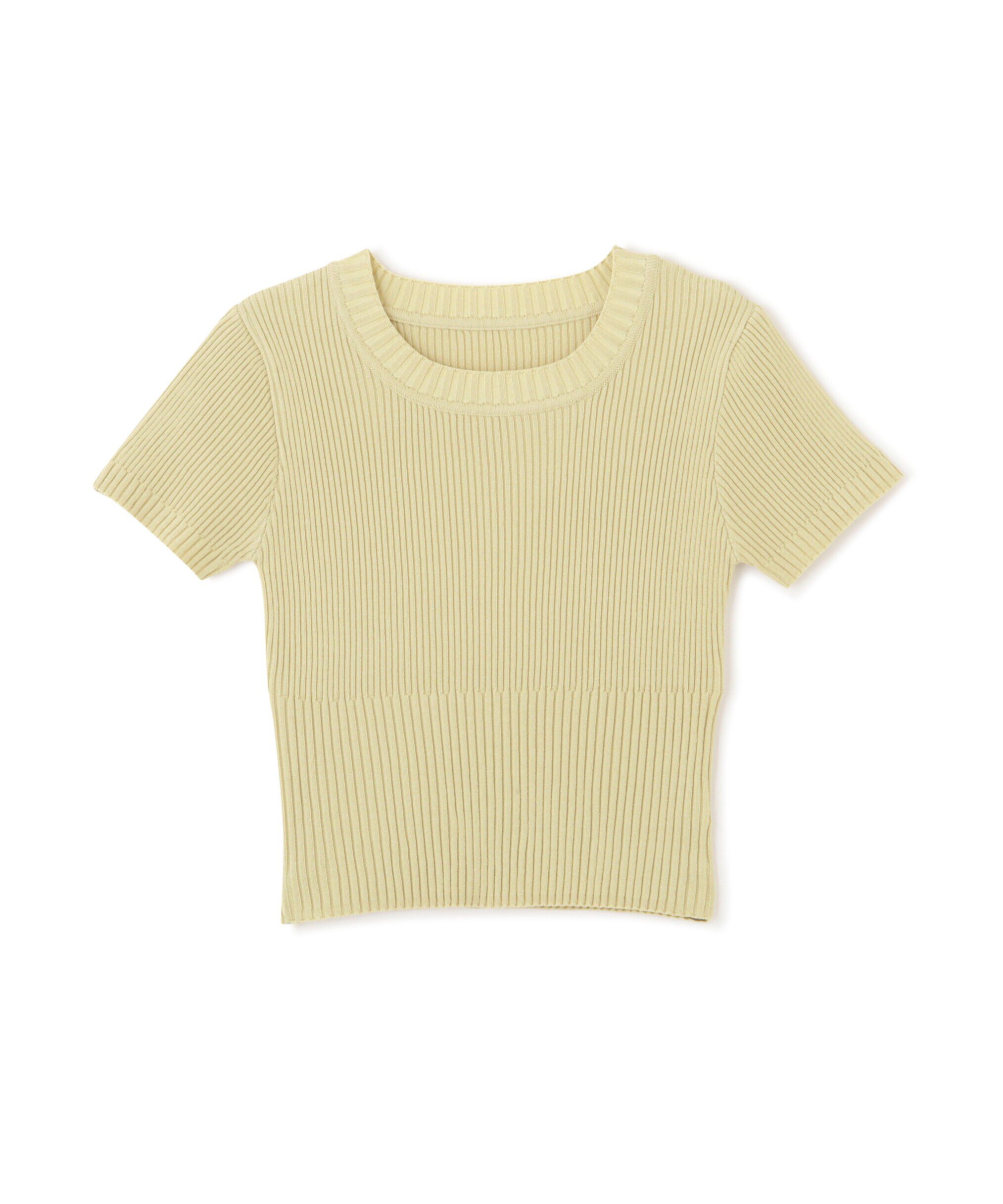  「ショート丈クルーネックリブニット」|ニット・セーター|