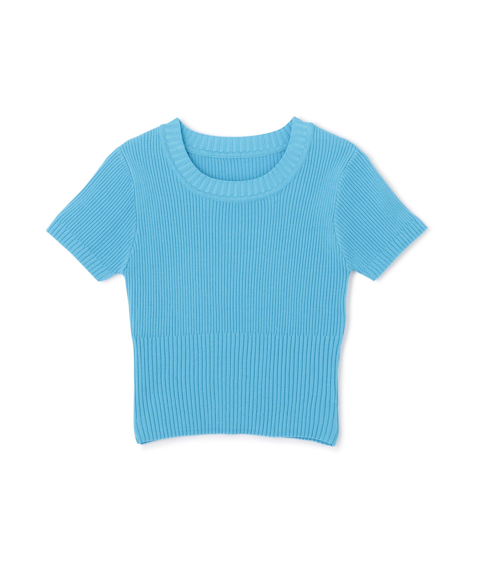  「ショート丈クルーネックリブニット」|ニット・セーター|