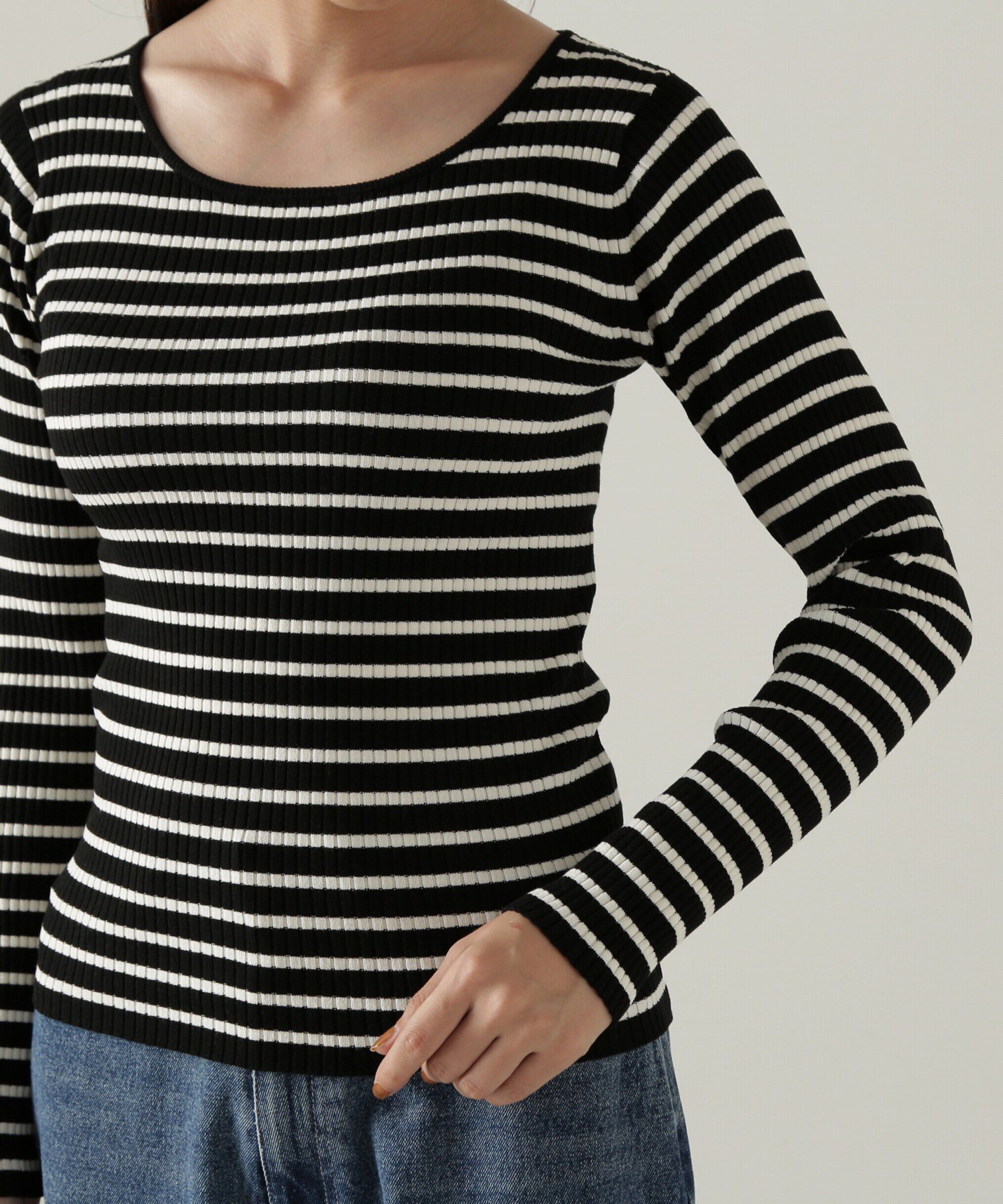 PROPORTION BODY DRESSING「ボーダーリブニット　24AW」|ニット・セーター|