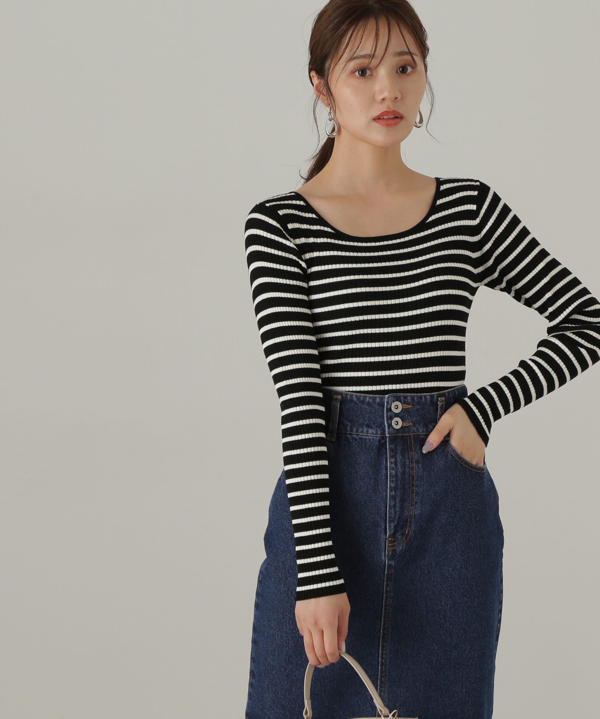 PROPORTION BODY DRESSING「ボーダーリブニット　24AW」|ニット・セーター|