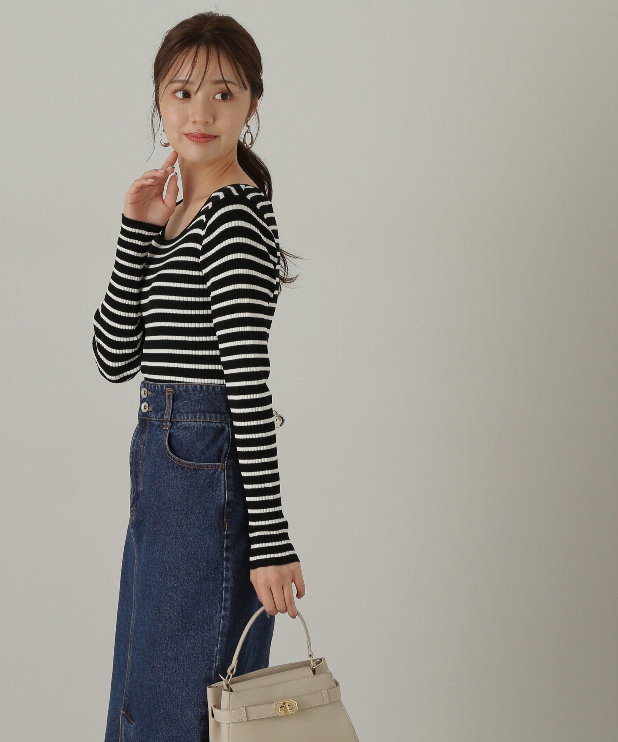 PROPORTION BODY DRESSING「ボーダーリブニット　24AW」|ニット・セーター|