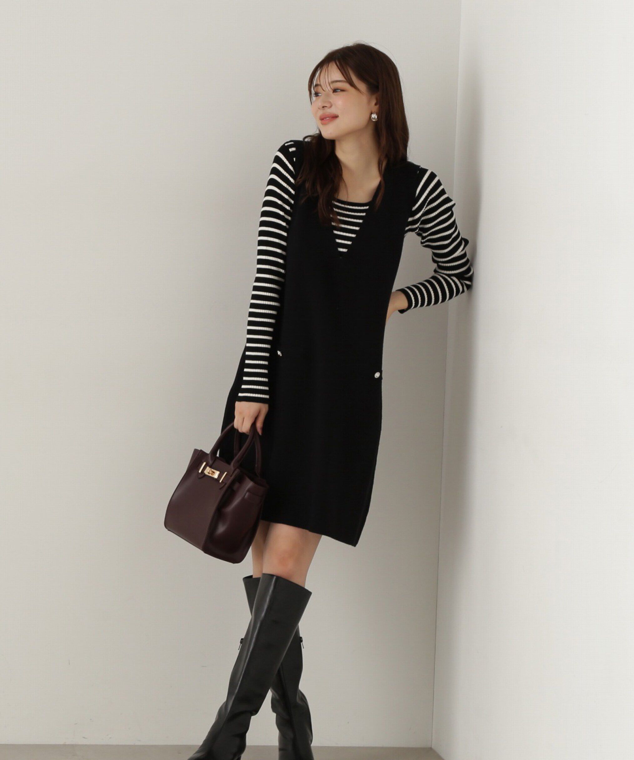 PROPORTION BODY DRESSING「ボーダーリブニット　24AW」|ニット・セーター|