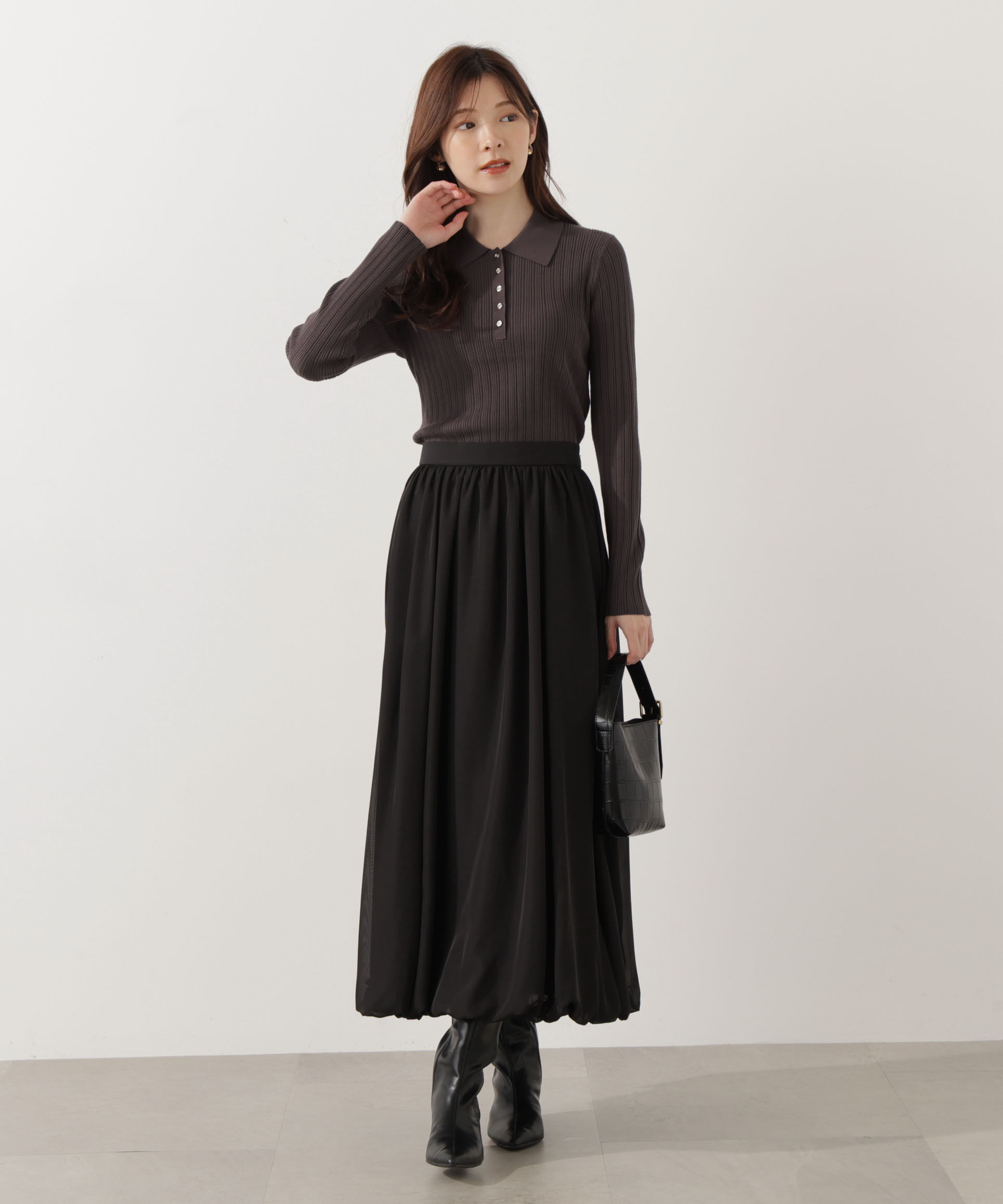 PROPORTION BODY DRESSING「＜ウォッシャブル＞ポロリブニット 25AW」|ニット・セーター|