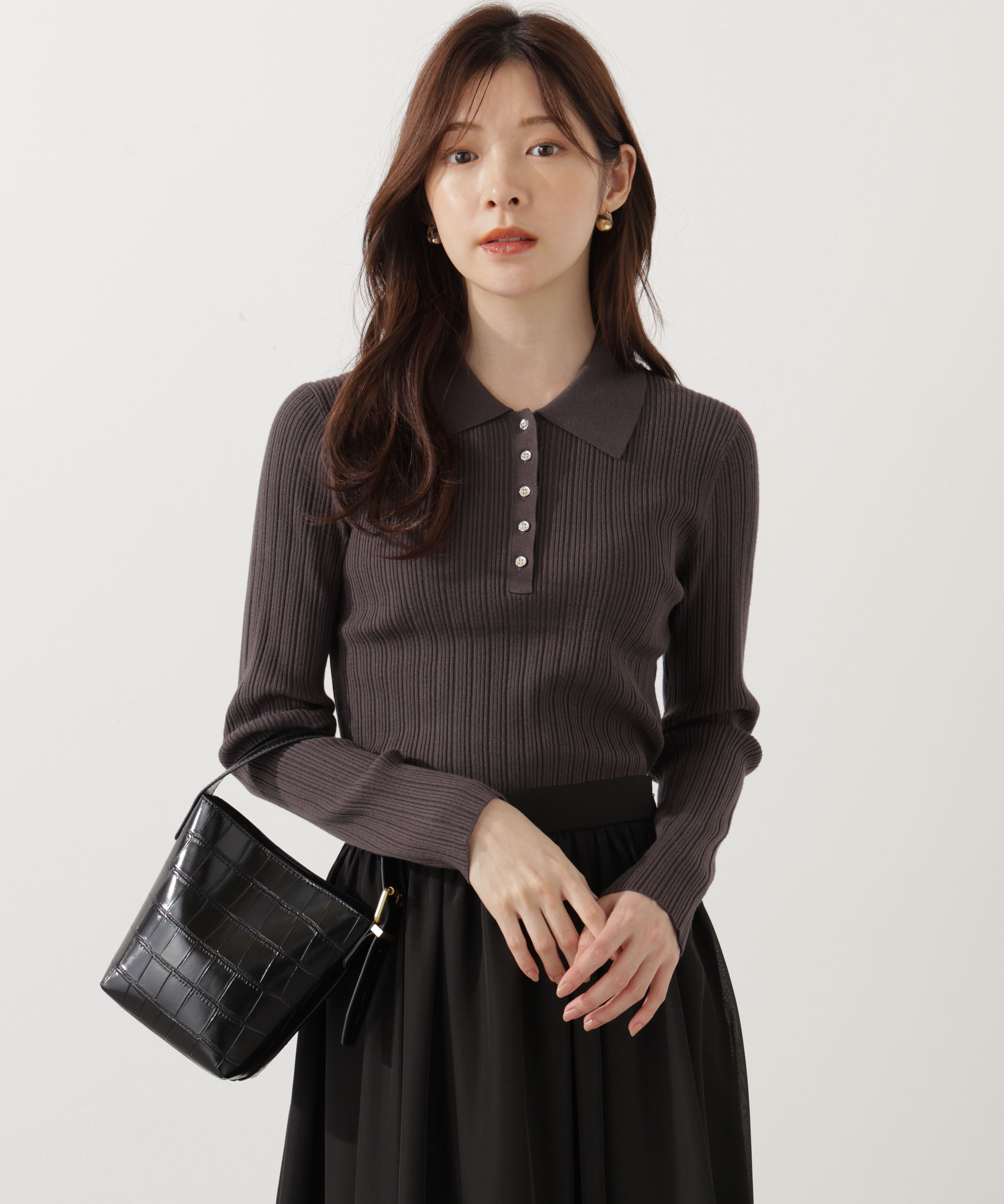 PROPORTION BODY DRESSING「＜ウォッシャブル＞ポロリブニット 25AW」|ニット・セーター|