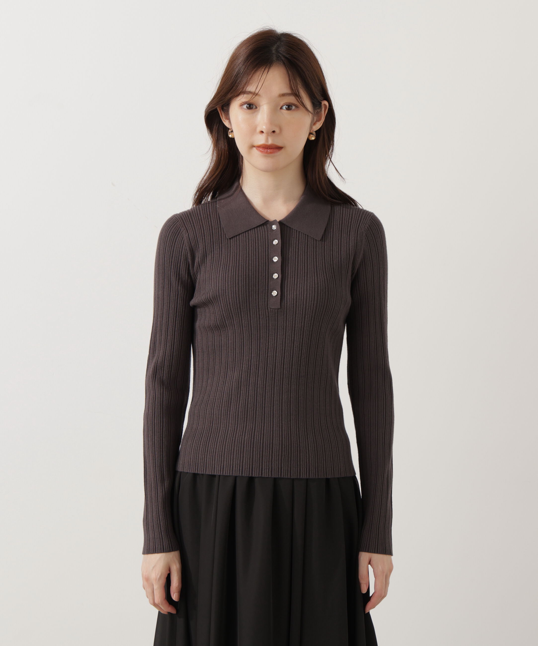 PROPORTION BODY DRESSING「＜ウォッシャブル＞ポロリブニット 25AW」|ニット・セーター|