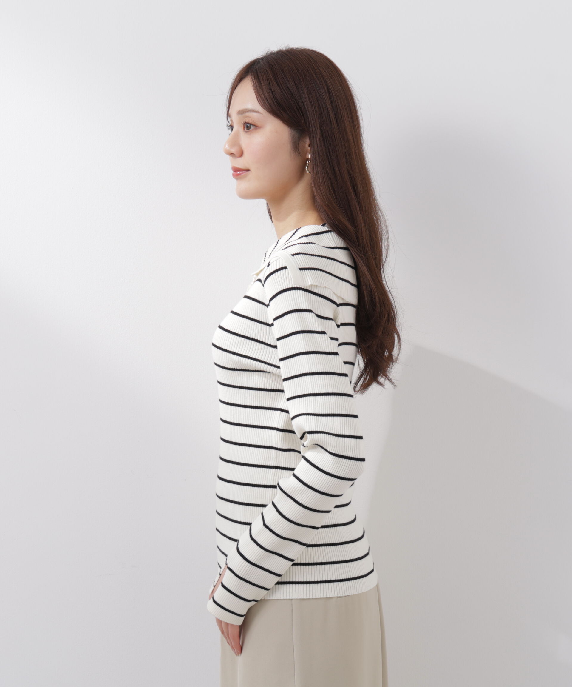 PROPORTION BODY DRESSING「〈a/mie〉ビッグカラーリブニット　　26SS」|カーディガン|