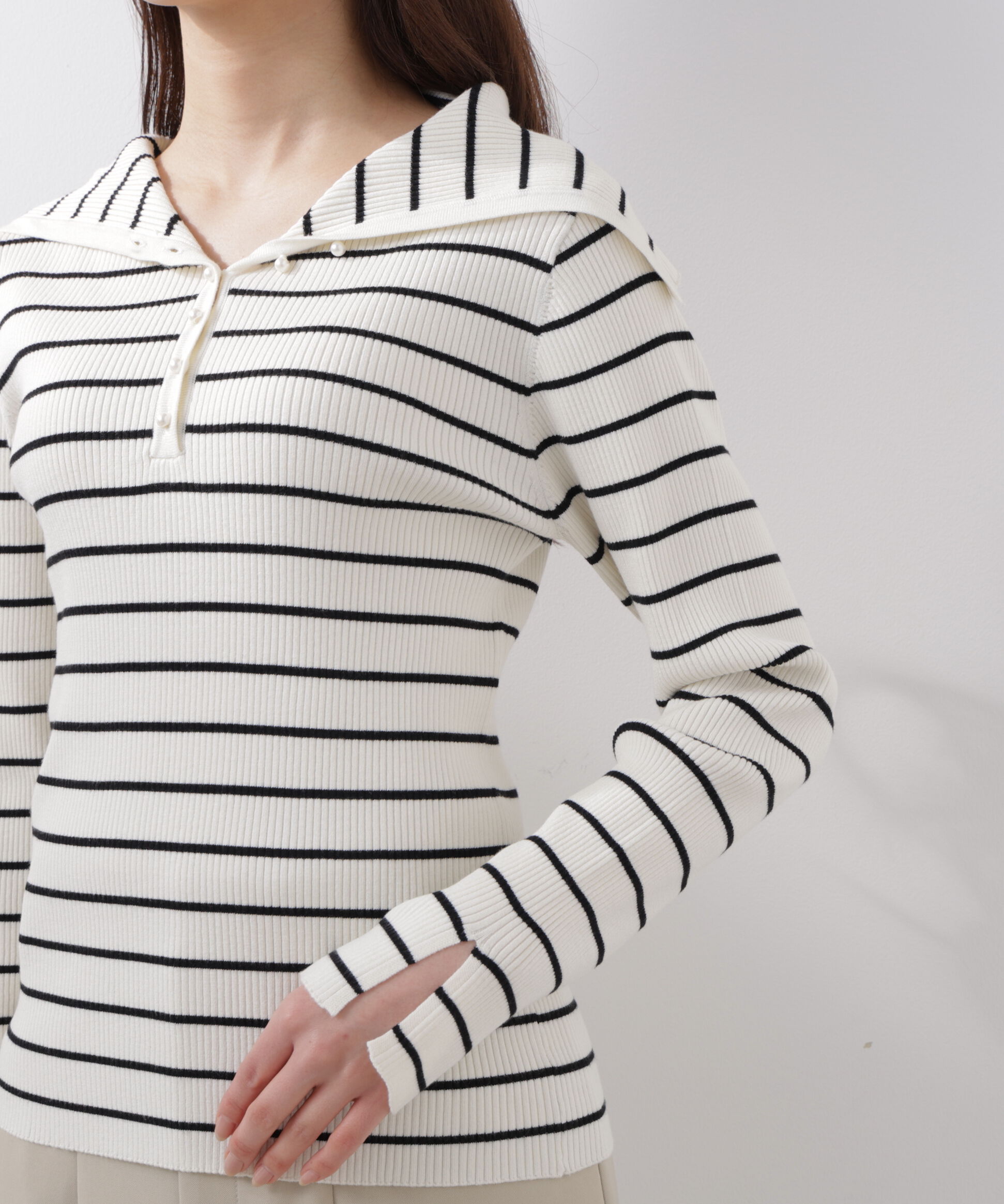 PROPORTION BODY DRESSING「〈a/mie〉ビッグカラーリブニット　　26SS」|カーディガン|